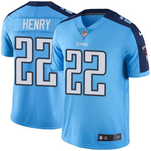 Nike Titans #22 Derrick Henry Light Blue Men's Stitched NFL Limited Rush Jersey